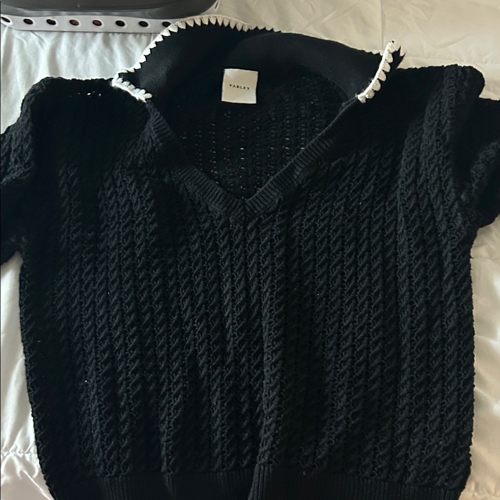 Varley black knit polo top size L